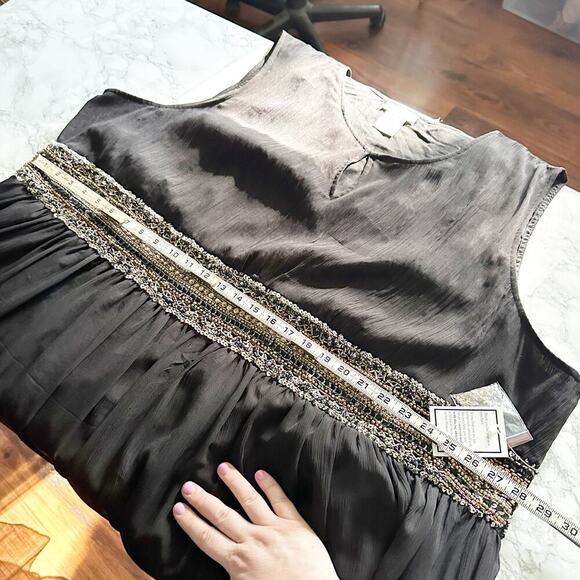 Ulla Popken Semi-Formal Sleeveless Black Chiffon Beaded Midi Dress Plus Size 5X - Picture 13 of 13